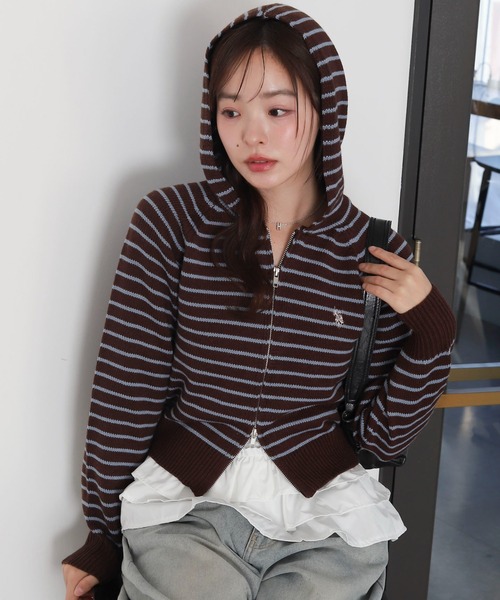 U.S. POLO ASSN.（ユーエスポロアッスン）の「∴WEGO/【SNSで話題沸騰★26春新色登場！】U.S. POLO ASSN.別注 WZIPニットパーカー（パーカー・レディース・ブラウン系その他5/ブラック/アイボリー/グレー/ブルー系その他/ホワイト系その他5・FREE）」の17枚目の写真