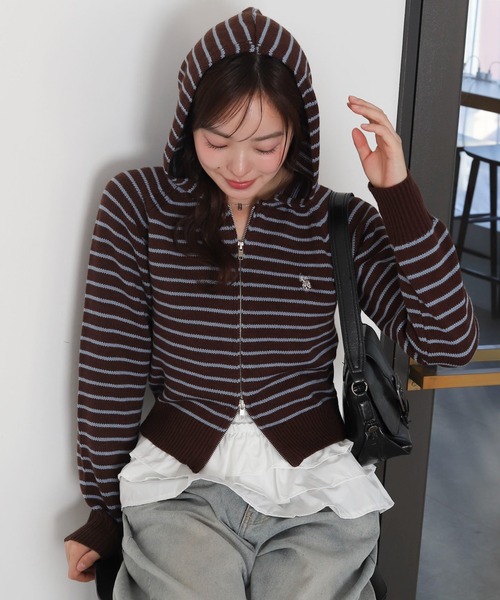 U.S. POLO ASSN.（ユーエスポロアッスン）の「∴WEGO/【SNSで話題沸騰★26春新色登場！】U.S. POLO ASSN.別注 WZIPニットパーカー（パーカー・レディース・ブラウン系その他5/ブラック/アイボリー/グレー/ブルー系その他/ホワイト系その他5・FREE）」の18枚目の写真