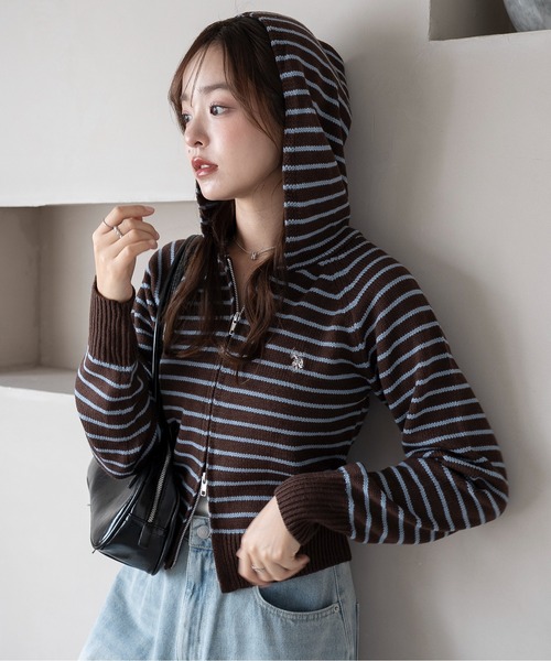 U.S. POLO ASSN.（ユーエスポロアッスン）の「∴WEGO/【SNSで話題沸騰★26春新色登場！】U.S. POLO ASSN.別注 WZIPニットパーカー（パーカー・レディース・ブラウン系その他5/ブラック/アイボリー/グレー/ブルー系その他/ホワイト系その他5・FREE）」の19枚目の写真