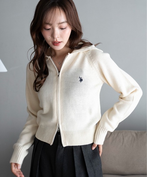 U.S. POLO ASSN.(ユーエスポロアッスン)の「∴WEGO/【25年秋冬新作】別注USPOLO WZIPニットパーカー(パーカー・レディース・ブラウン系その他5/ブラック/アイボリー/グレー・FREE)」の18枚目の写真