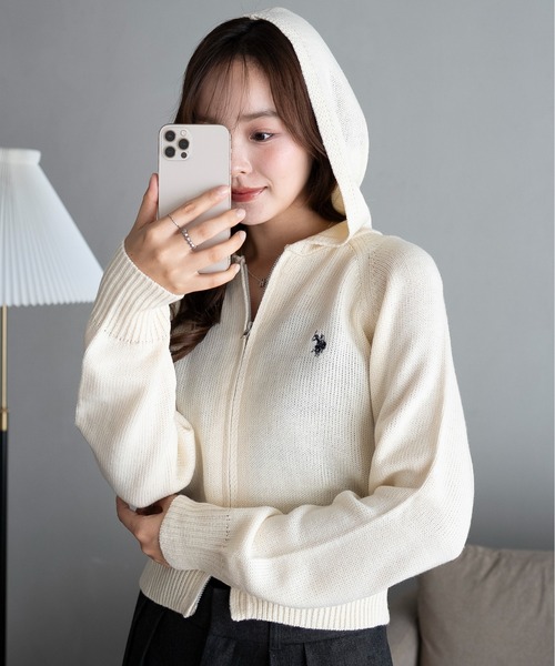U.S. POLO ASSN.(ユーエスポロアッスン)の「∴WEGO/【25年秋冬新作】別注USPOLO WZIPニットパーカー(パーカー・レディース・ブラウン系その他5/ブラック/アイボリー/グレー・FREE)」の22枚目の写真