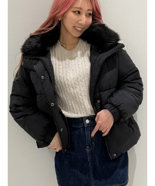 セール】ファー トリミング パファージャケット（ダウンジャケット