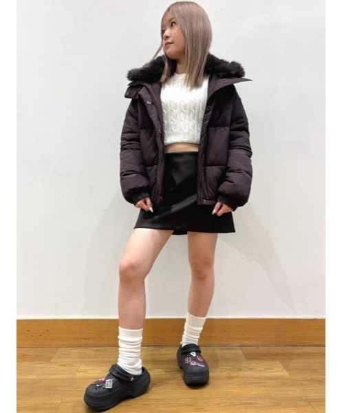 セール】ファー トリミング パファージャケット（ダウンジャケット