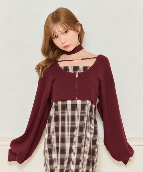 apres jour(アプレジュール)の「チョーカー付きショート丈ZIPニット(ニット/セーター・レディース・ボルドー/ブラック/アイボリー・X-LARGE/フリー)」の17枚目の写真