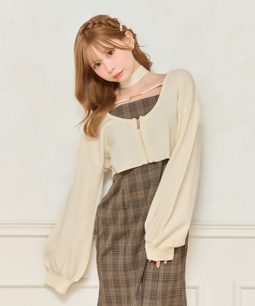 apres jour(アプレジュール)の「チョーカー付きショート丈ZIPニット(ニット/セーター・レディース・ボルドー/ブラック/アイボリー・X-LARGE/フリー)」の7枚目の写真