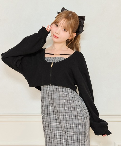 セール】チョーカー付きショート丈ZIPニット（ニット/セーター