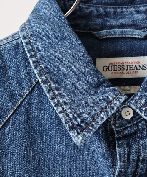 GUESS JEANS(ゲスジーンズ)の「GUESS JEANS GJ SLIM LS DENIM SHIRT ゲス 長袖デニムシャツ(シャツ/ブラウス・メンズ・インディゴブルー・L/M/S/XL)」の3枚目の写真