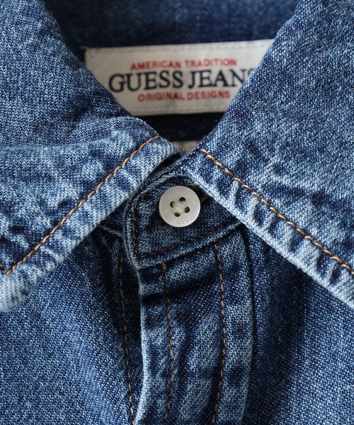 GUESS JEANS(ゲスジーンズ)の「GUESS JEANS GJ SLIM LS DENIM SHIRT ゲス 長袖デニムシャツ(シャツ/ブラウス・メンズ・インディゴブルー・L/M/S/XL)」の4枚目の写真