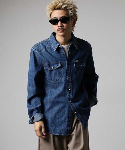 GUESS JEANS(ゲスジーンズ)の「GUESS JEANS GJ SLIM LS DENIM SHIRT ゲス 長袖デニムシャツ(シャツ/ブラウス・メンズ・インディゴブルー・L/M/S/XL)」の14枚目の写真