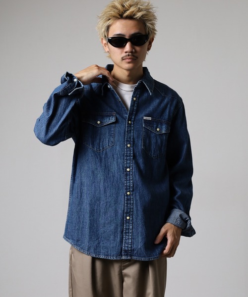 GUESS JEANS(ゲスジーンズ)の「GUESS JEANS GJ SLIM LS DENIM SHIRT ゲス 長袖デニムシャツ(シャツ/ブラウス・メンズ・インディゴブルー・L/M/S/XL)」の13枚目の写真