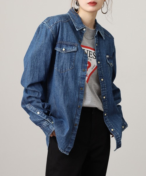 GUESS JEANS(ゲスジーンズ)の「GUESS JEANS GJ SLIM LS DENIM SHIRT ゲス 長袖デニムシャツ(シャツ/ブラウス・メンズ・インディゴブルー・L/M/S/XL)」の17枚目の写真