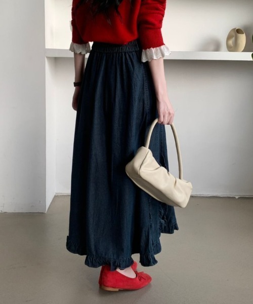 ABITOKYO(アビトーキョー)の「フリルドッキングデニムマーメイドスカート(デニムスカート・レディース・インディゴブルー/ブラック/ネイビー・FREE)」の18枚目の写真