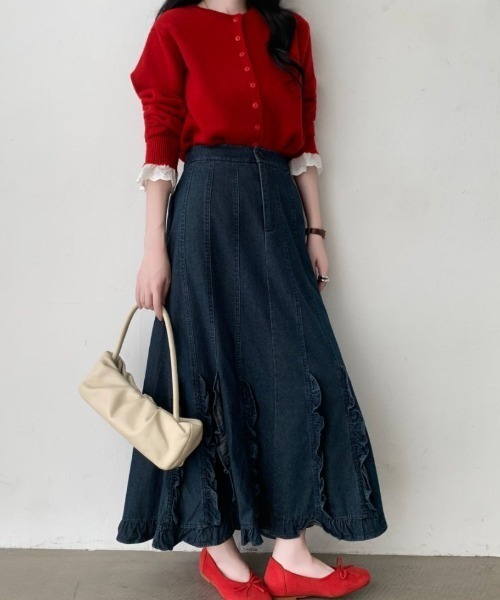 ABITOKYO(アビトーキョー)の「フリルドッキングデニムマーメイドスカート(デニムスカート・レディース・インディゴブルー/ブラック/ネイビー・FREE)」の12枚目の写真