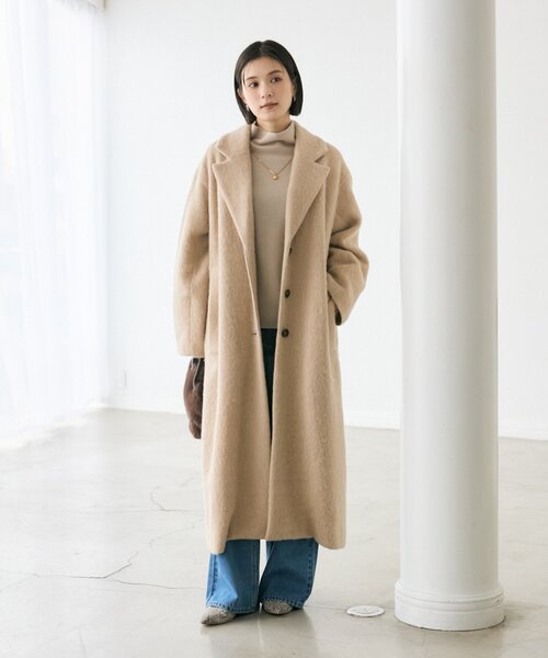 セール】【柔らかな質感】シャギーロングチェスターコート（チェスター