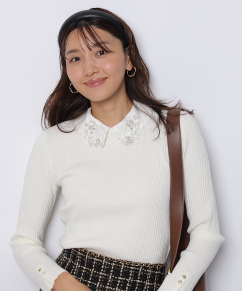 完売色★新品タグ付★ジャスグリッティー　ゆるVニット　アプワイザーリッシェ　白 Apuweiser-riche - 【新品】アプワイザーリッシェ スパンコール