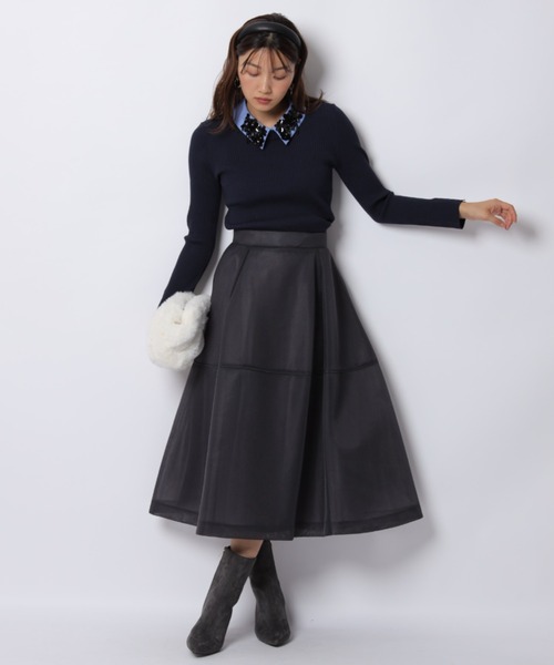 JUSGLITTY（ジャスグリッティー）の「ビジュー衿リブニット（ニット