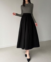 ポロリブニットドッキングワンピース