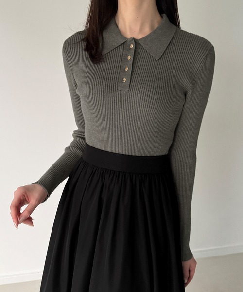 セール】ポロリブニットドッキングワンピース（ワンピース）｜JUNOAH