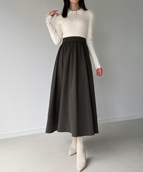 junoah(ジュノア)の「ポロリブニットドッキングワンピース(ワンピース・レディース・ホワイト/ブラック/チャコール・SMALL/LARGE/MEDIUM)」の13枚目の写真