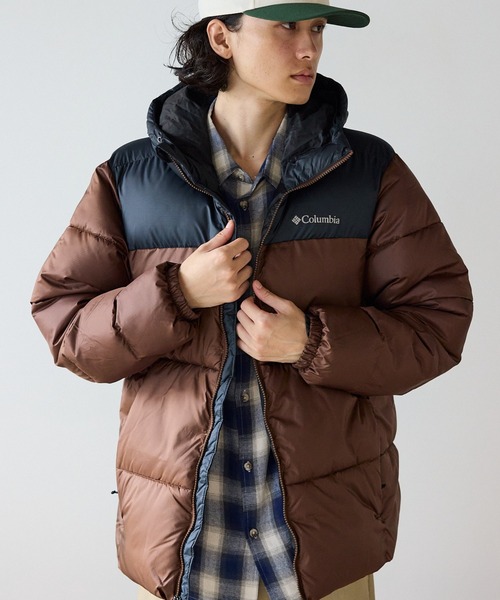   フード付きダウンジャケット ブラウン Columbia/コロンビア Puffect II HoodedJacket OMNI-SHIELD オムニ