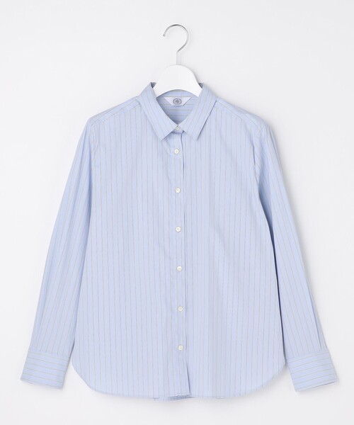 J.PRESS Ladies(J.プレス レディス)の「BEZコットンナイロン ストライプ シャツカラー ブラウス(シャツ/ブラウス・レディース・ホワイト系/サックスブルー系1/イエロー系1/ピンク系1・XS)」の2枚目の写真