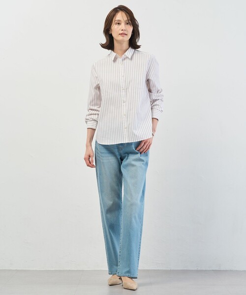 J.PRESS Ladies(J.プレス レディス)の「BEZコットンナイロン ストライプ シャツカラー ブラウス(シャツ/ブラウス・レディース・ホワイト系/サックスブルー系1/イエロー系1/ピンク系1・XS)」の15枚目の写真