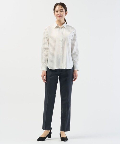 J.PRESS Ladies(J.プレス レディス)の「BEZコットンナイロン ストライプ シャツカラー ブラウス(シャツ/ブラウス・レディース・ホワイト系/サックスブルー系1/イエロー系1/ピンク系1・XS)」の19枚目の写真