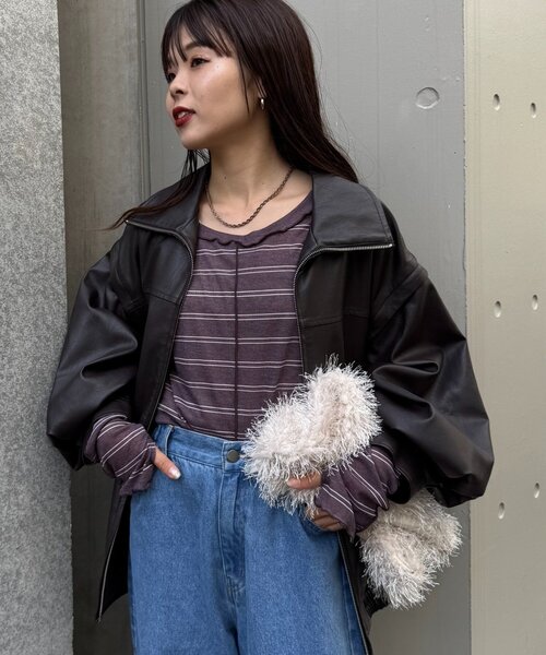 CIAOPANIC TYPY(チャオパニックティピー)の「【春まで使える!】前後2wayワンポイントロゴ刺繍シアーメロウトップス(Tシャツ/カットソー・レディース・サックスブルー/ブラウン/ピンク/レッド/ネイビー/イエロー・ONE SIZE)」の19枚目の写真