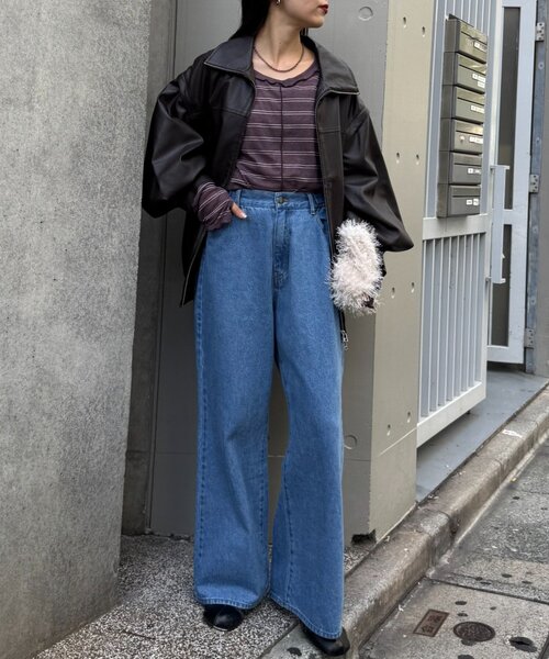 CIAOPANIC TYPY(チャオパニックティピー)の「【春まで使える!】前後2wayワンポイントロゴ刺繍シアーメロウトップス(Tシャツ/カットソー・レディース・サックスブルー/ブラウン/ピンク/レッド/ネイビー/イエロー・ONE SIZE)」の22枚目の写真