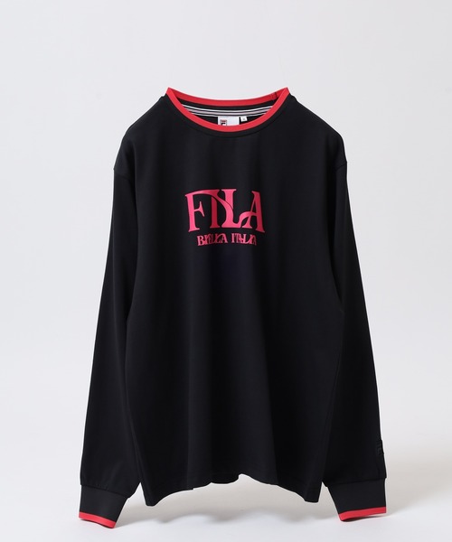 FILA（フィラ）の「FILA L/S SHIRTS フィラ リブ配色 長袖Tシャツ L/S tee ロンt（Tシャツ/カットソー・レディース・ブラック/ホワイト/ネイビー・L/XL/M）」の2枚目の写真
