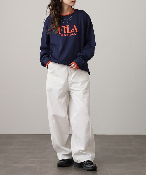 FILA（フィラ）の「FILA L/S SHIRTS フィラ リブ配色 長袖Tシャツ L/S tee ロンt（Tシャツ/カットソー・レディース・ブラック/ホワイト/ネイビー・L/XL/M）」の6枚目の写真