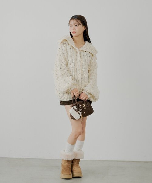 Chico（チコ）の「スパンコールケーブルルーズカーディガン（カーディガン/ボレロ・レディース・グレー/アイボリー/ブラウン・FREE）」の20枚目の写真