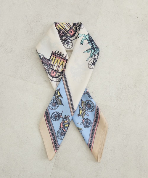 KATHARINE ROSS(キャサリンロス)の「【KATHARINE ROSS】大判スカーフ レトロ馬車(バンダナ/スカーフ・レディース・ネイビー/ベージュ/ブラック・MEDIUM)」の7枚目の写真