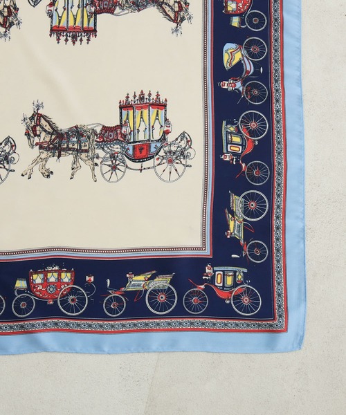 KATHARINE ROSS(キャサリンロス)の「【KATHARINE ROSS】大判スカーフ レトロ馬車(バンダナ/スカーフ・レディース・ネイビー/ベージュ/ブラック・MEDIUM)」の20枚目の写真