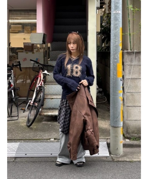 LAGUA GEM（ラグアジェム）の「NUMBER SHAGGY KNIT トップス（ニット/セーター・レディース・ブラック/ネイビー/チャコールグレー・FREE）」の22枚目の写真