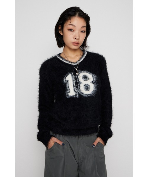 LAGUA GEM（ラグアジェム）の「NUMBER SHAGGY KNIT トップス（ニット/セーター・レディース・ブラック/ネイビー/チャコールグレー・FREE）」の7枚目の写真