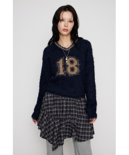 LAGUA GEM（ラグアジェム）の「NUMBER SHAGGY KNIT トップス（ニット/セーター・レディース・ブラック/ネイビー/チャコールグレー・FREE）」の11枚目の写真