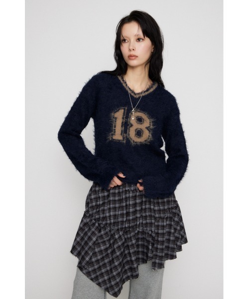 LAGUA GEM（ラグアジェム）の「NUMBER SHAGGY KNIT トップス（ニット/セーター・レディース・ブラック/ネイビー/チャコールグレー・FREE）」の12枚目の写真