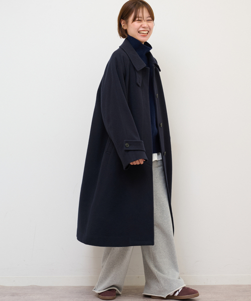 尾州ウールスーパー100ステンカラーコート（ステンカラーコート