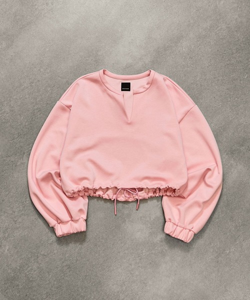 ROSE BUD(ローズバッド)の「VOLUME SLEEVE CROPPED TOP(スウェット・レディース・グレー/ブラック/ピンク・ONE SIZE)」の11枚目の写真