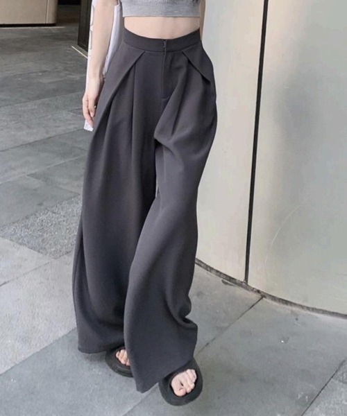Ada.(エイダ)の「【Mellfy】タックワイドパンツ(その他パンツ・レディース・ブラック/グレー・S/M)」の3枚目の写真
