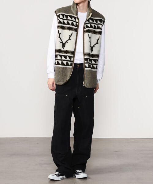 【South2 West8/サウスツーウエストエイト】ベスト South2 West8(サウスツーウエストエイト) クルーネック ジップダウン