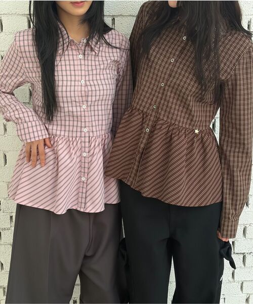RONRON(ロンロン)の「RUFFLE CHECK SHIRT PINK(シャツ/ブラウス・レディース・その他・FREE)」の8枚目の写真