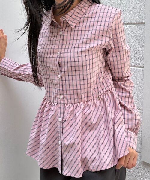 RONRON(ロンロン)の「RUFFLE CHECK SHIRT PINK(シャツ/ブラウス・レディース・その他・FREE)」の9枚目の写真