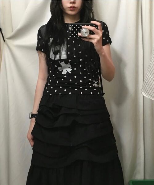 BAUF（バウフ）の「B logo スリムフィットTシャツ [ドットブラック]（Tシャツ/カットソー・レディース・その他・FREE）」の13枚目の写真