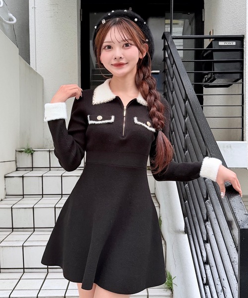 チェーンカラーZIPニットワンピース（ワンピース）｜NOMAE（ノーマエ