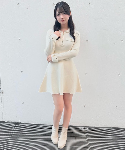 チェーンカラーZIPニットワンピース（ワンピース）｜NOMAE（ノーマエ