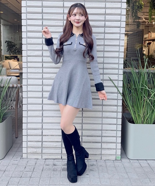 チェーンカラーZIPニットワンピース（ワンピース）｜NOMAE（ノーマエ