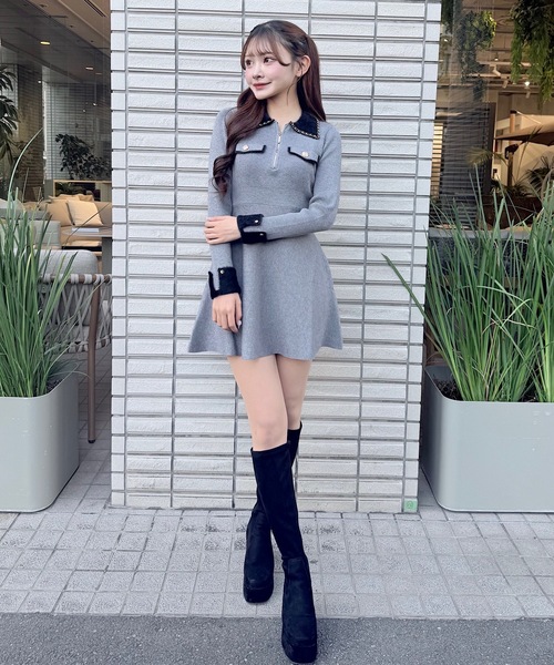 チェーンカラーZIPニットワンピース（ワンピース）｜NOMAE（ノーマエ