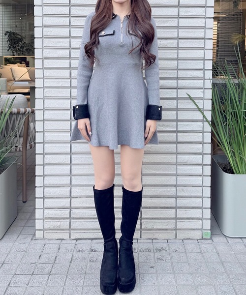 チェーンカラーZIPニットワンピース（ワンピース）｜NOMAE（ノーマエ